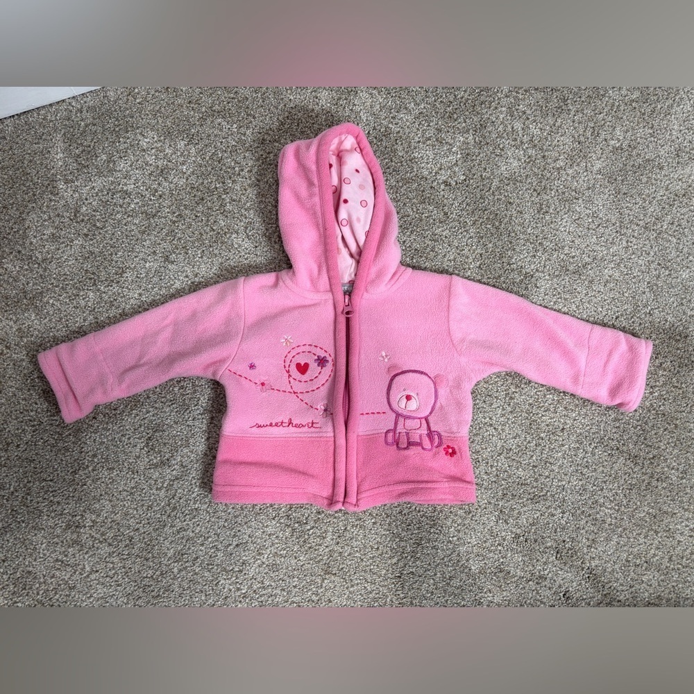 Vintage Baby Girl Carterās Fleece Hooded Zip Up Bear 6 months
